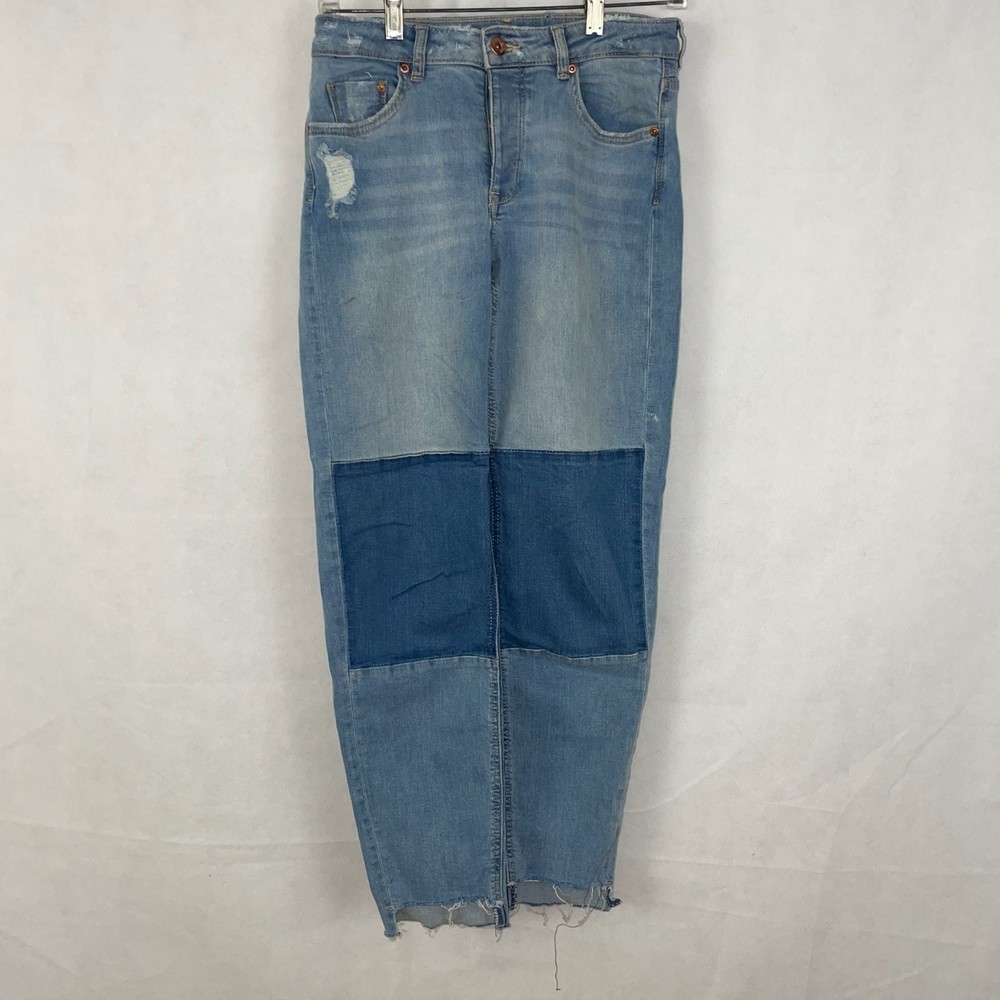 H&M Divide Patchwork Denim Blue Jeans Size 6